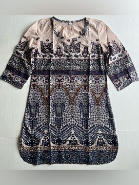S Oliver Women’s Boho Floral Printed 3/4 Sleeves Pullover Tunic Shirt Dress 6